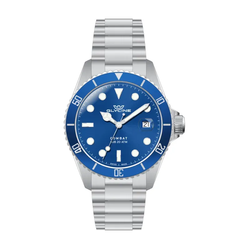 Glycine Combat Sub GL1062 Herrenuhr Quarz 40mm blau 200m