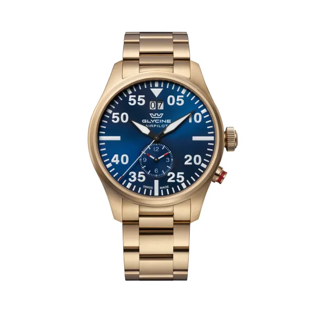 Glycine Airpilot GL0368 Quarzuhr Dual Time Blau 44mm