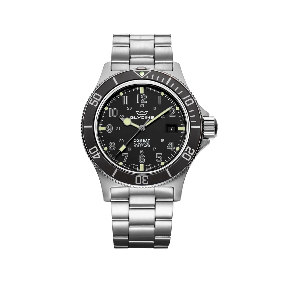 Glycine Combat Sub GL0076 Herrenuhr 42mm Stahlband