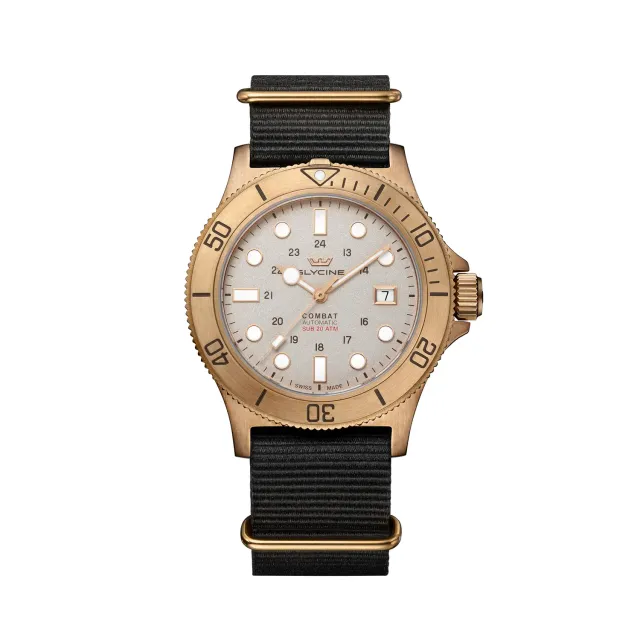 Glycine Combat Sub Bronze GL0546 Armbanduhr champagner 42mm Automatik