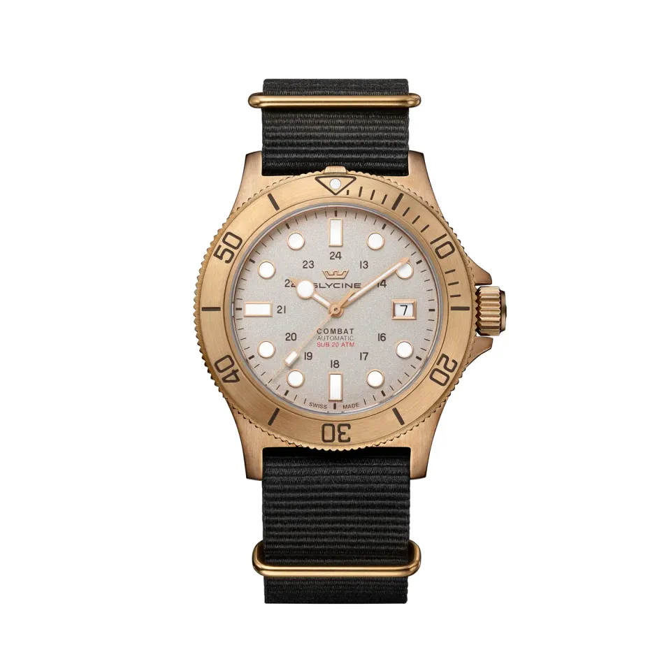 Glycine Combat Sub Bronze GL0546 Armbanduhr champagner 42mm Automatik