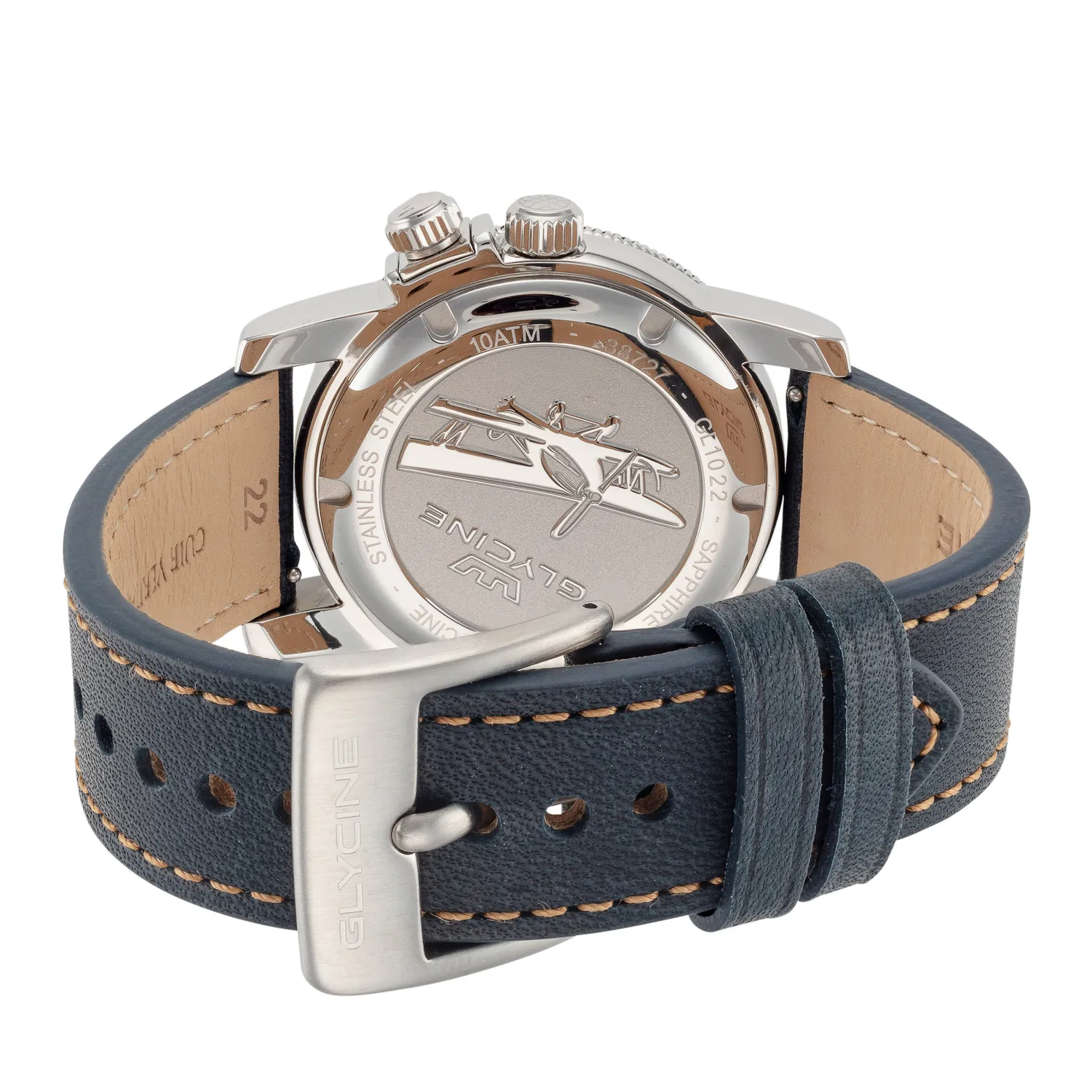 Glycine Airman Worldtimer GL1022 Quarzuhr blau 42mm
