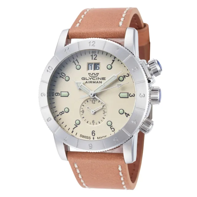 Glycine Airman GL0149 Herrenuhr GMT 42mm weiss