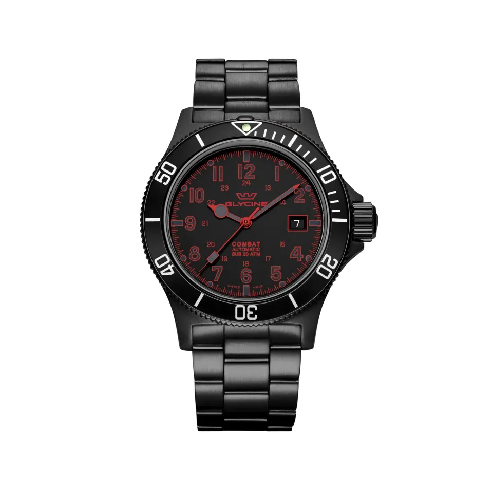 Glycine Combat Sub 42 GL0080 Taucheruhr schwarz Saphirglas