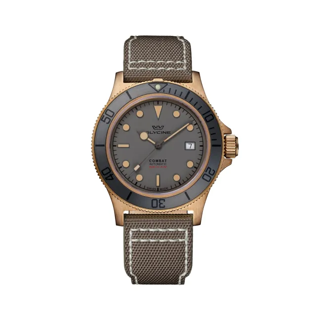 Glycine Combat Sub GL0390 Herrenuhr Bronze 42mm grau