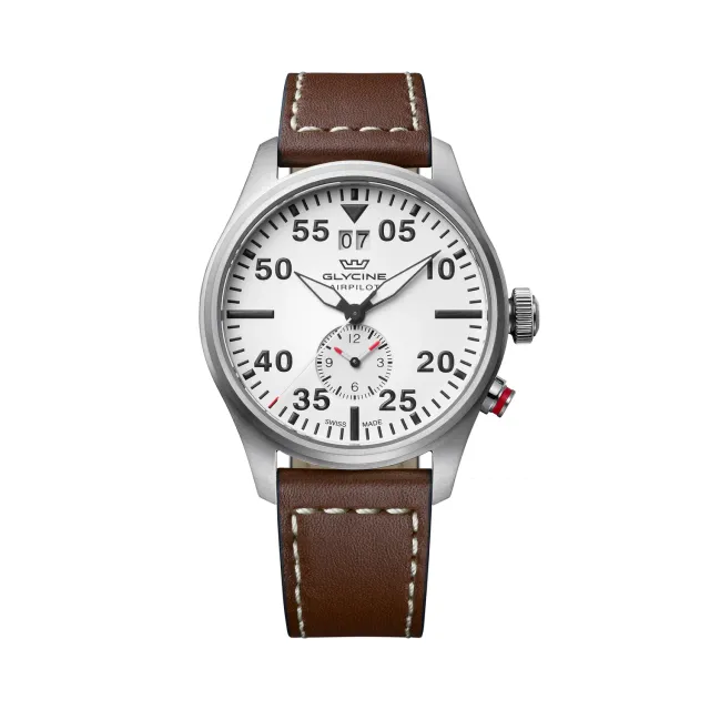 Glycine Airpilot Dual Time GL0451 Armbanduhr weiß 44mm Quarz