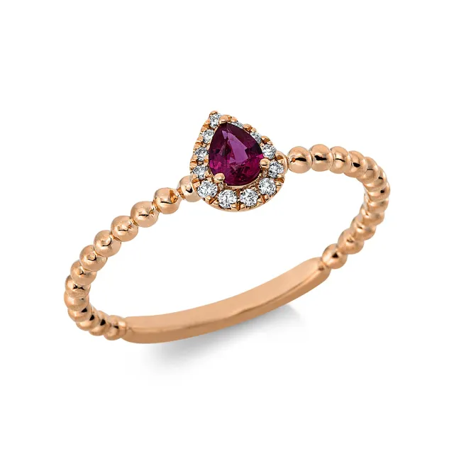 Hans Lorenz Farbstein Classic Ring Rotgold