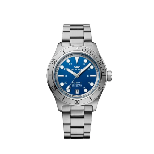 Glycine Combat Sub Sport GL0557 Herrenuhr 39mm blau Automatik