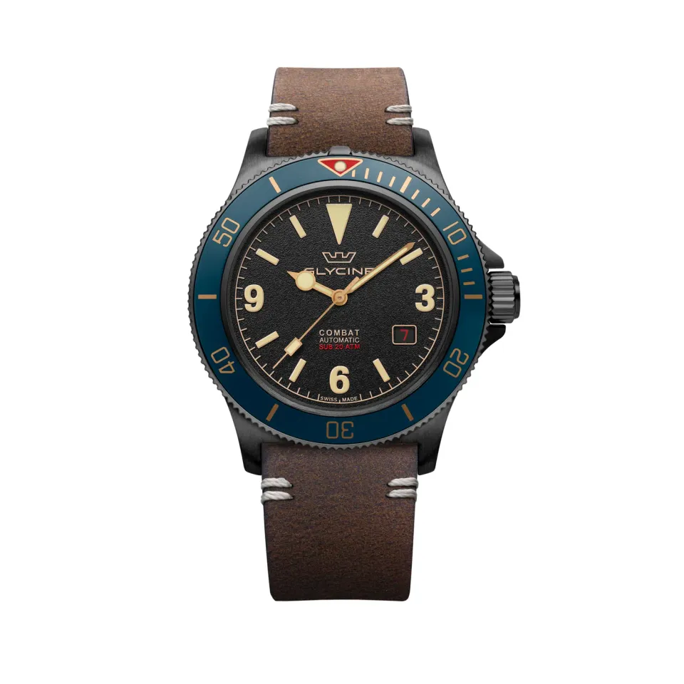 Glycine Combat Sub GL0270 Herrenuhr 42mm vintage schwarz