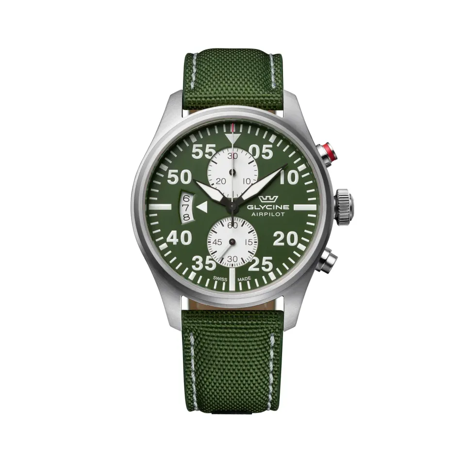 Glycine Airpilot Chrono GL0445 Quarzuhr 44mm grün 100m