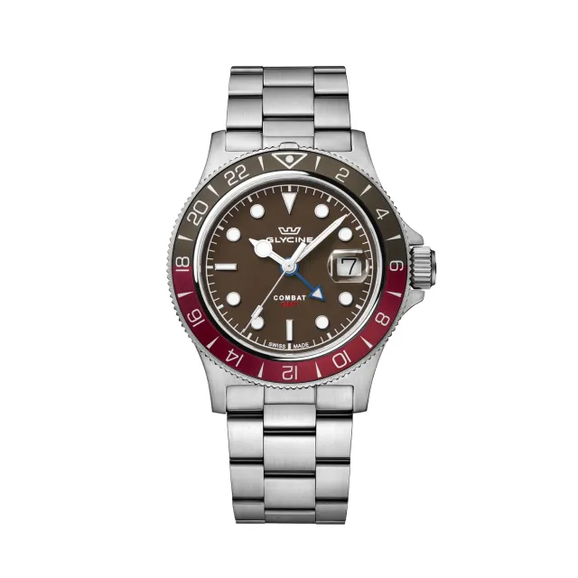 Glycine Combat Sub Sport GL1053 Herrenuhr 42mm GMT braun