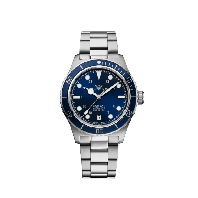 Glycine Combat Sub Sport GL0400 Taucheruhr 39 mm blau