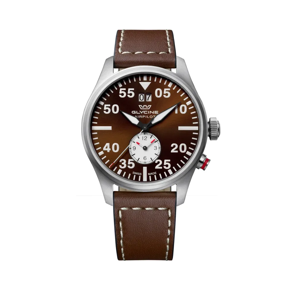 Glycine Airpilot GL0452 Quarzuhr 44 mm braun Dual Time