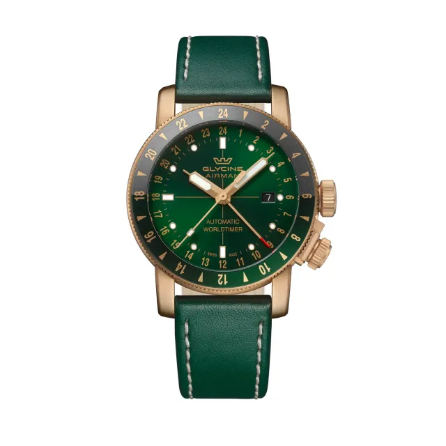Glycine Airman GL0550 Herrenuhr 44 mm Bronze grün