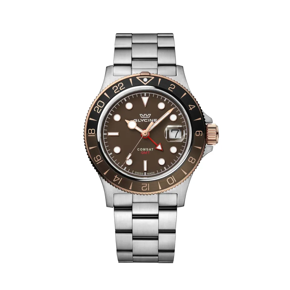 Glycine Combat Sub Sport GMT GL1056 Quarzuhr 42 mm roségold