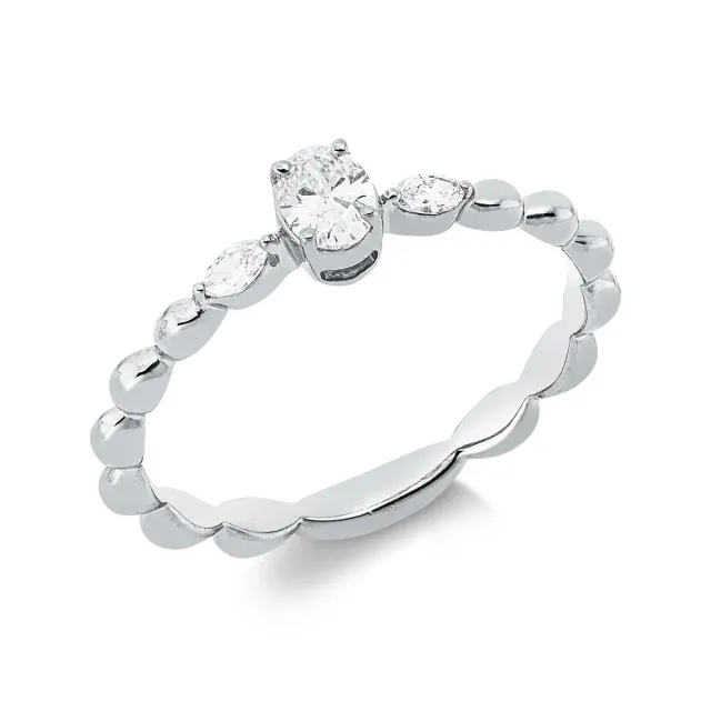 Hans Lorenz Solitaire Ring mit Besatz