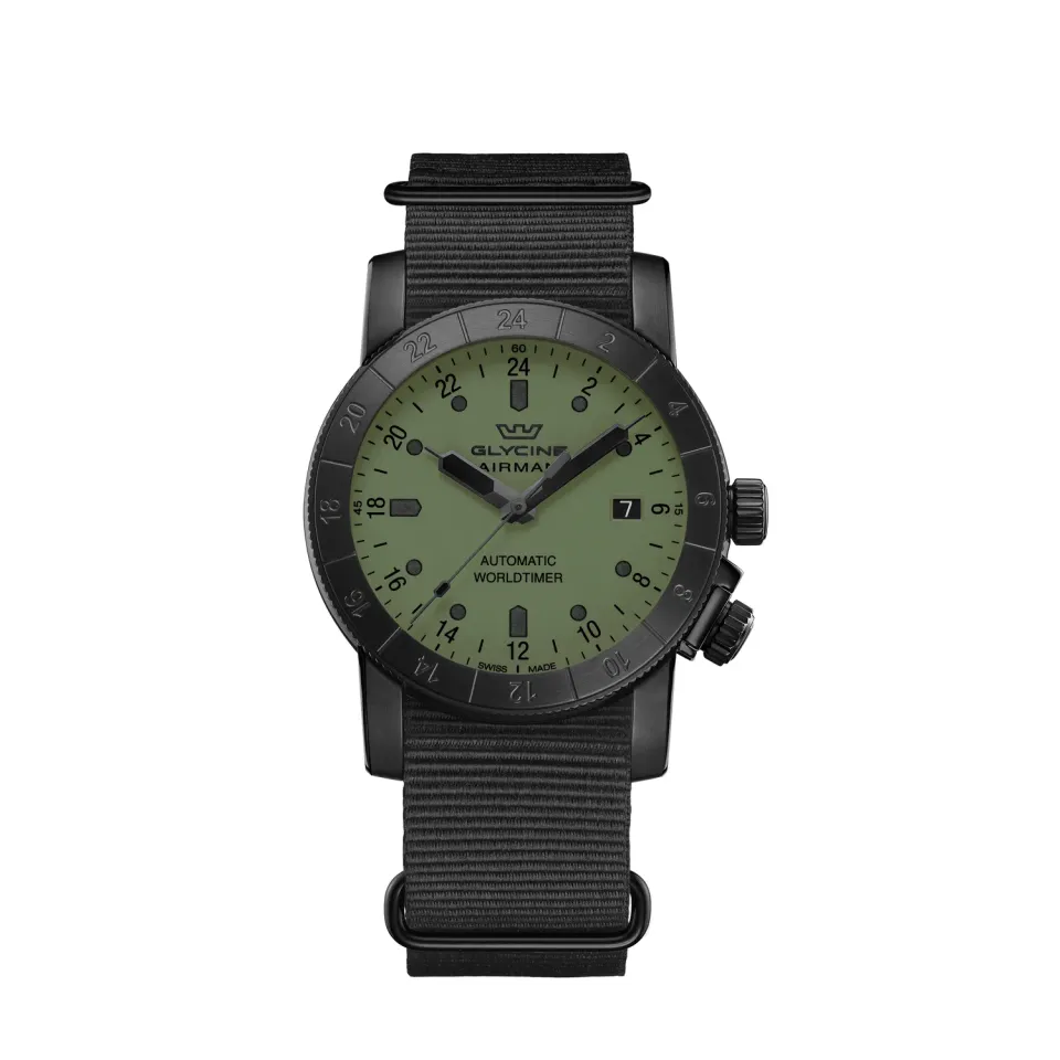 Glycine Airman Contemporary GL0492 Herrenuhr GMT grün 42 mm