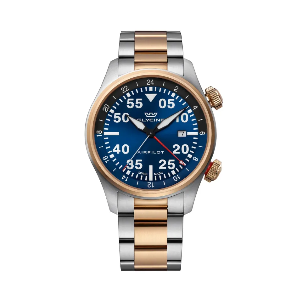Glycine Airpilot GL0349 Herrenuhr GMT 44mm blau