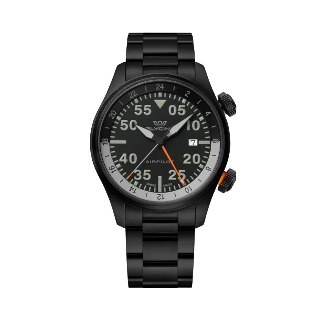 Glycine Airpilot GL0434 GMT Quarzuhr schwarz 44 mm