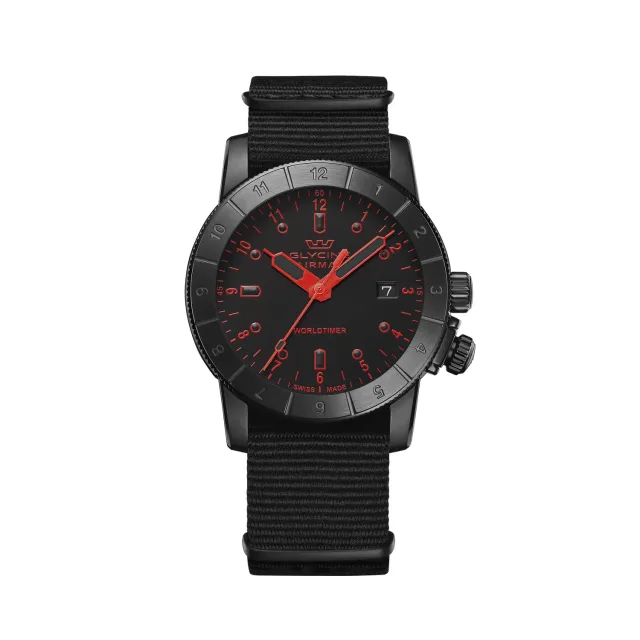 Glycine Airman Worldtimer GL1036 Quarzuhr schwarz 42mm