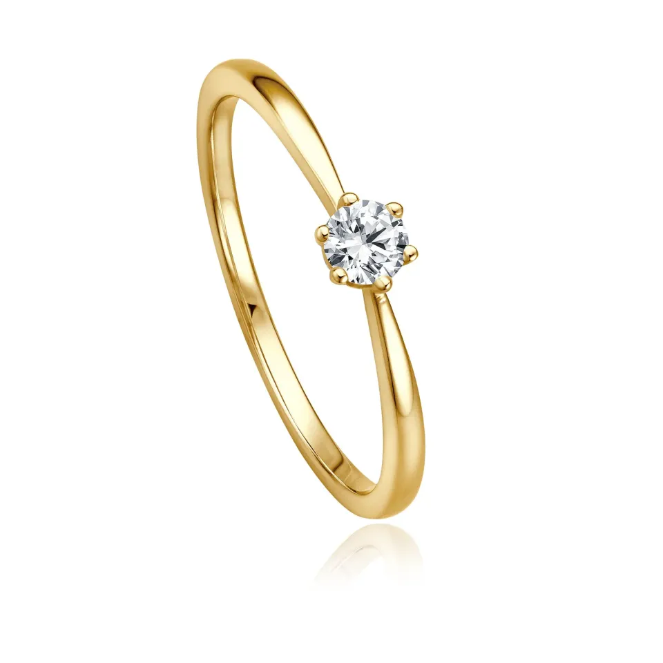 Krebber Essentials Diamant Damenring Gelbgold Größe 54 0,17 ct