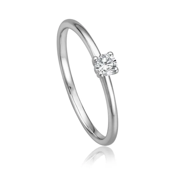 Krebber Essentials Solitär Ring mit Diamant Weißgold Größe 52 und 54