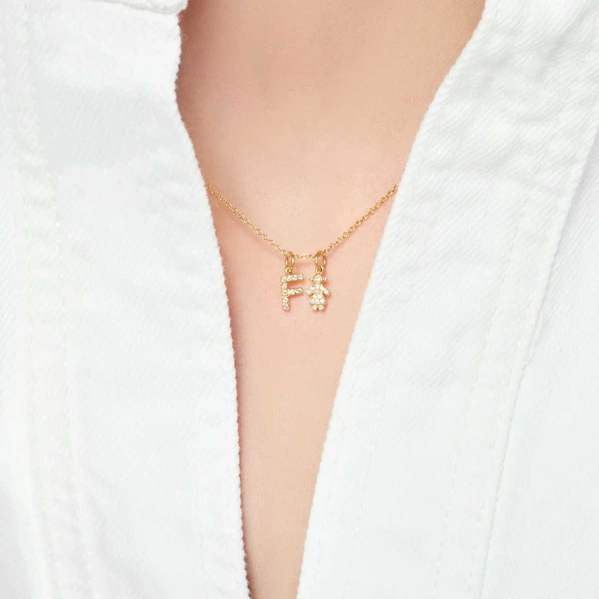 Krebber Essentials Collier 18 Karat Gold Buchstaben-Anhänger