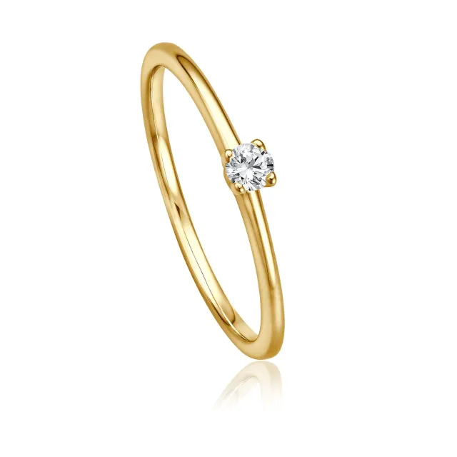Krebber Essentials Solitär Ring Gelbgold Größe 52 Brillant