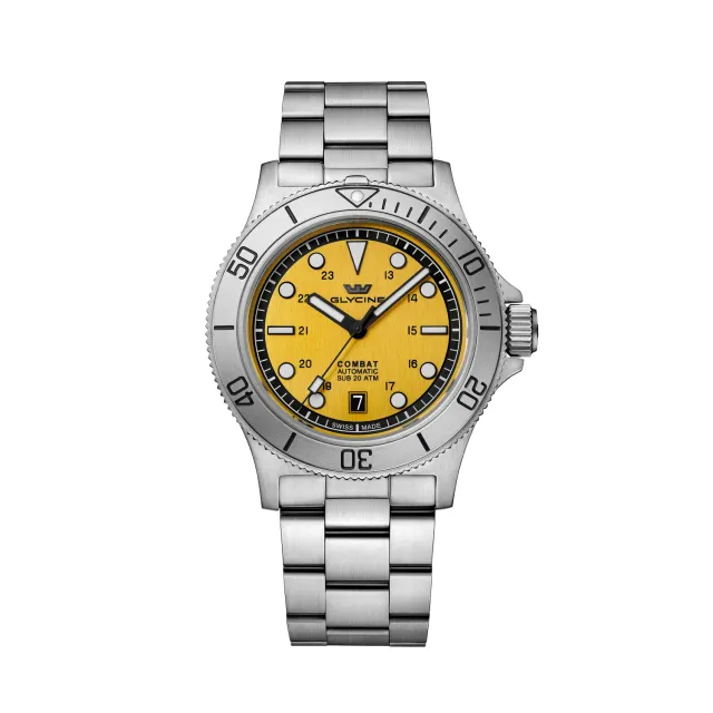 Glycine Combat Sub GL0534 Taucheruhr 42mm Gelb Stahl