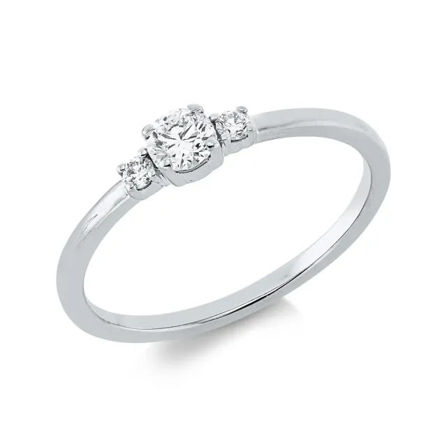Hans Lorenz Solitaire Ring mit Besatz Brillant