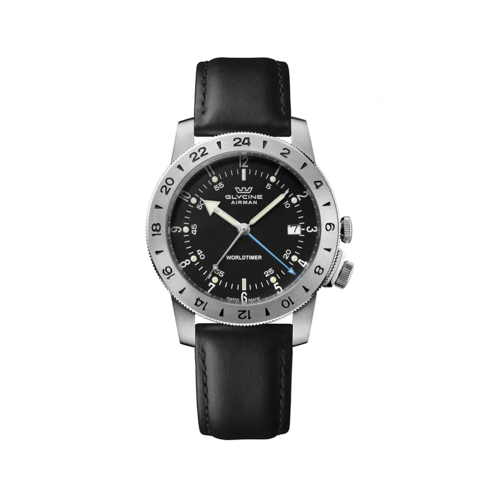Glycine Airman Worldtimer GL1048 GMT Quarzuhr 40 mm