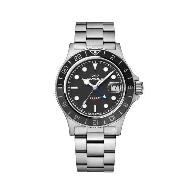 Glycine Combat Sub Sport GMT GL1052 Quarzuhr 42 mm silber