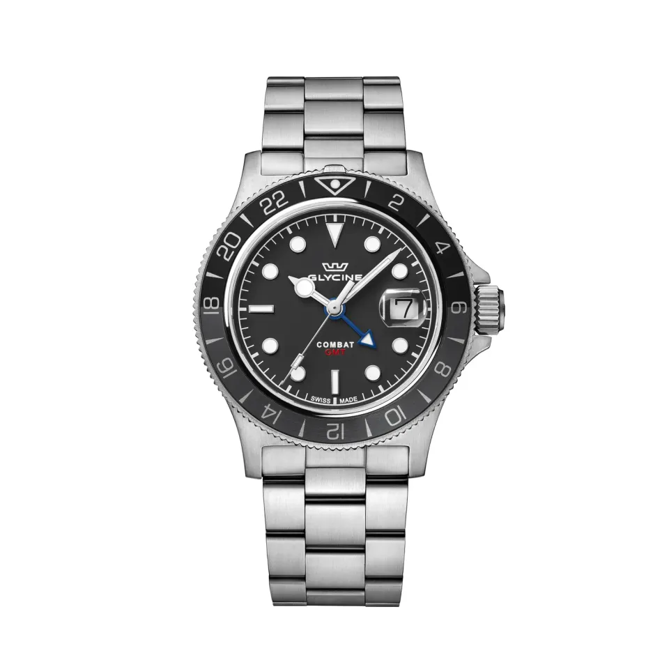 Glycine Combat Sub Sport GMT GL1052 Quarzuhr 42 mm silber