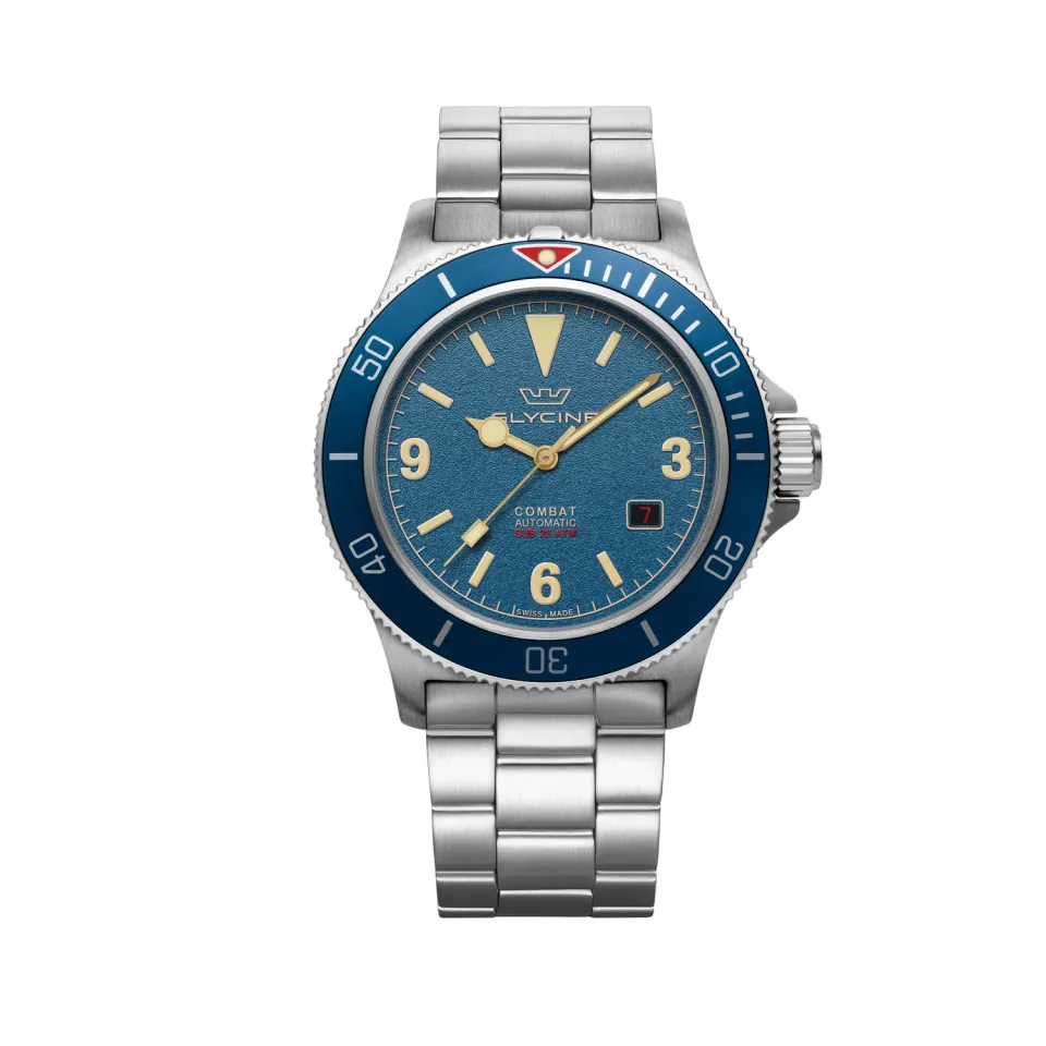 Glycine Combat Sub Vintage GL0416 Taucheruhr blau 42mm