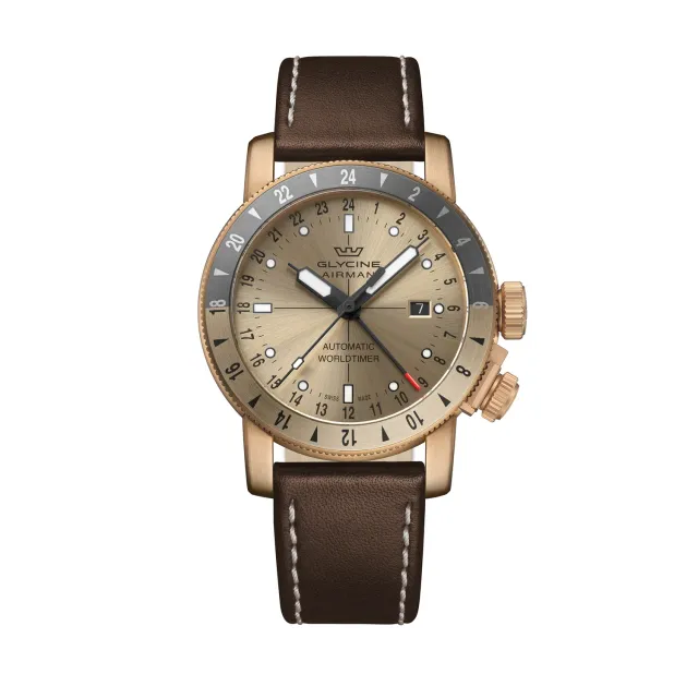 Glycine Airman Contemporary GL0551 Herrenuhr Bronze 44mm gold
