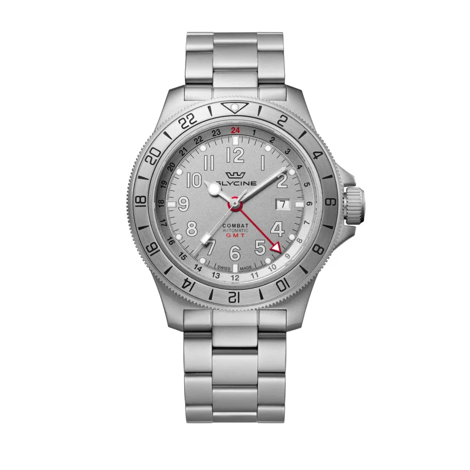 Glycine Combat Sub GMT GL0330 Uhr, Silber, Edelstahlarmband