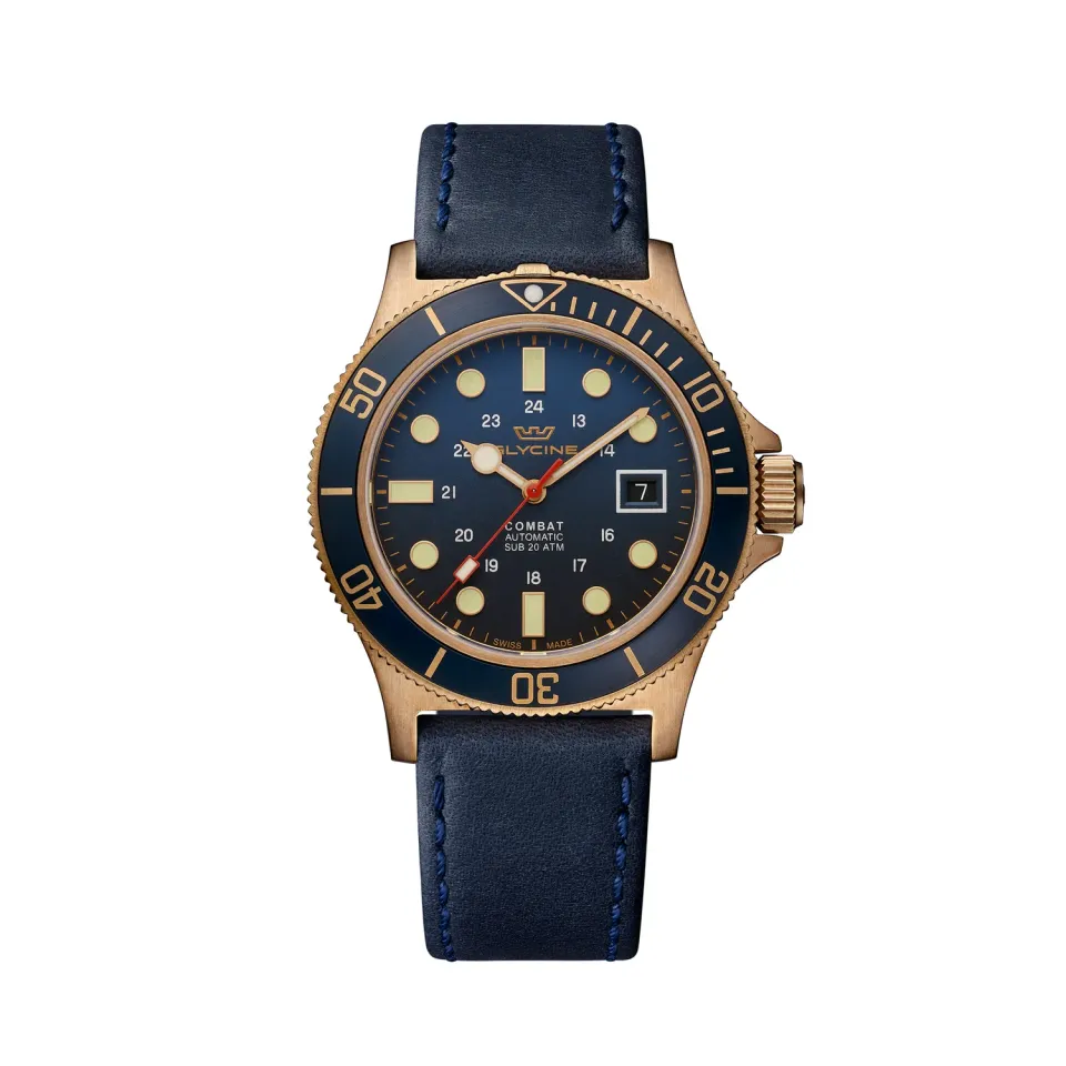 Glycine Combat Sub GL0374 Herrenuhr Bronze 42mm Blau