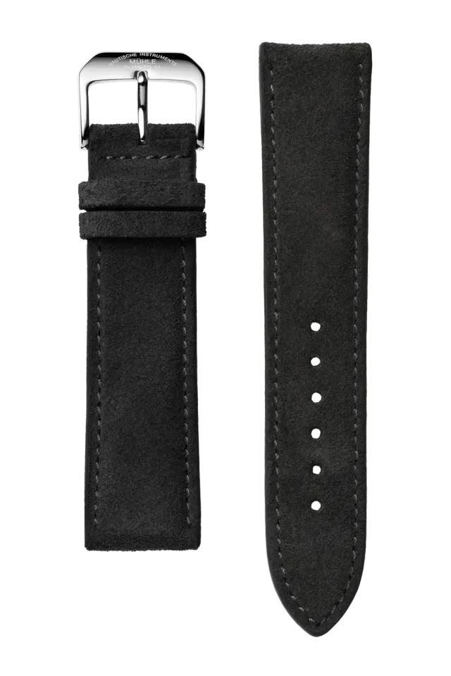 Mühle Glashütte Velourslederband Anthrazit Titan Uhrenarmband