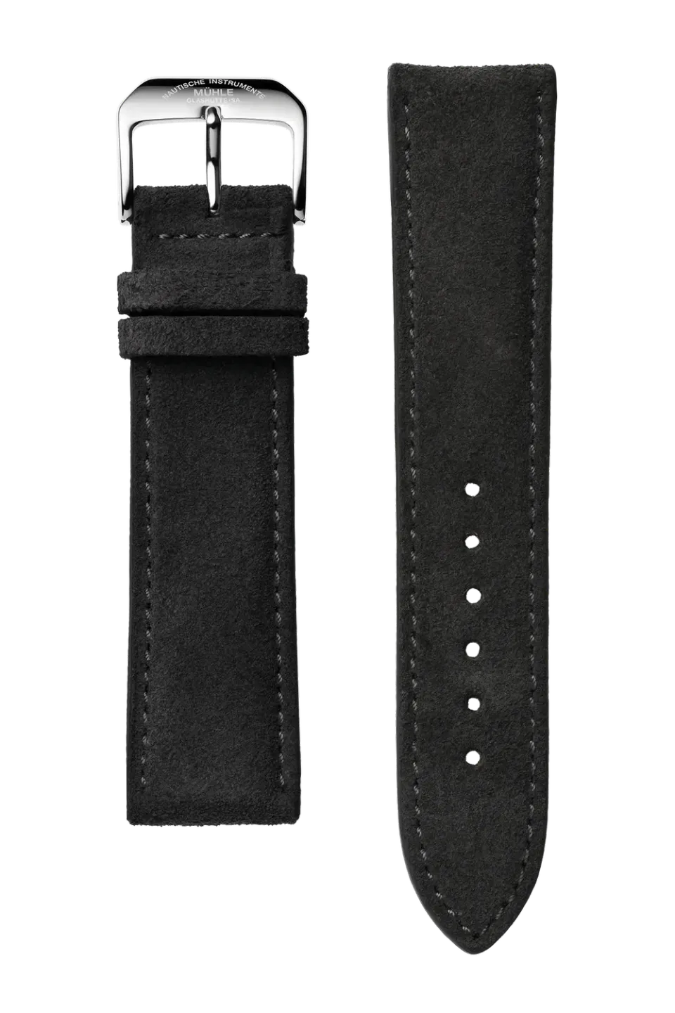 Mühle Glashütte Velourslederband Anthrazit Titan Uhrenarmband