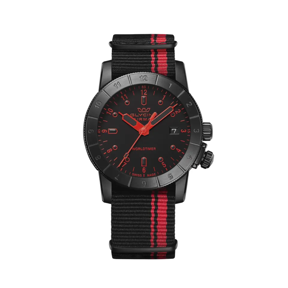 Glycine Airman Worldtimer GL1037 Quarzuhr 42 mm