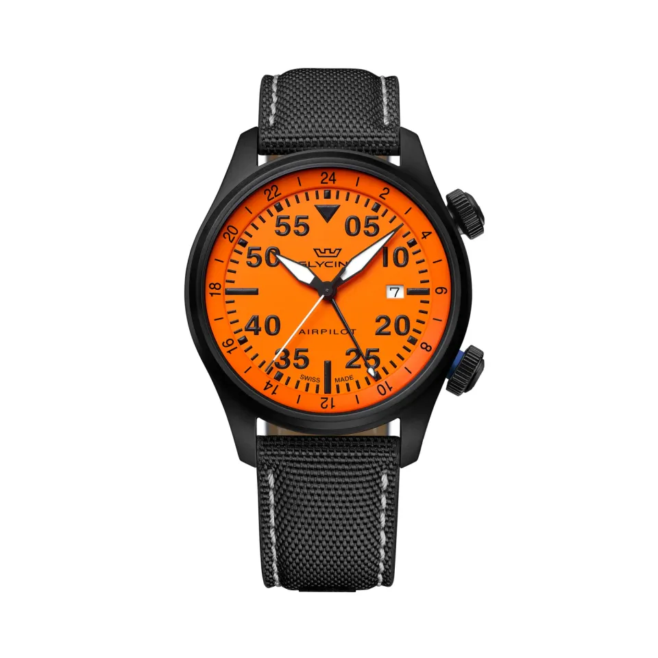 Glycine Airpilot GL0436 Herrenuhr Quarz orange 44 mm