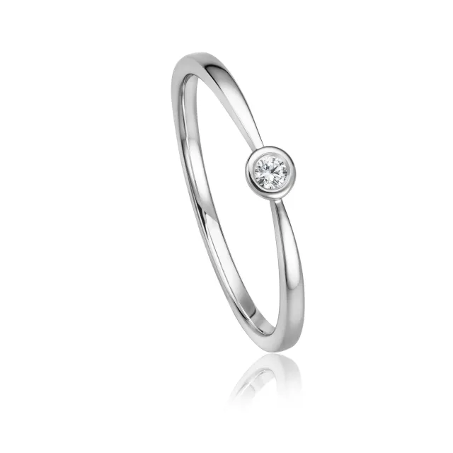 Krebber Essentials Solitär Ring mit Diamant Weißgold Größe 54