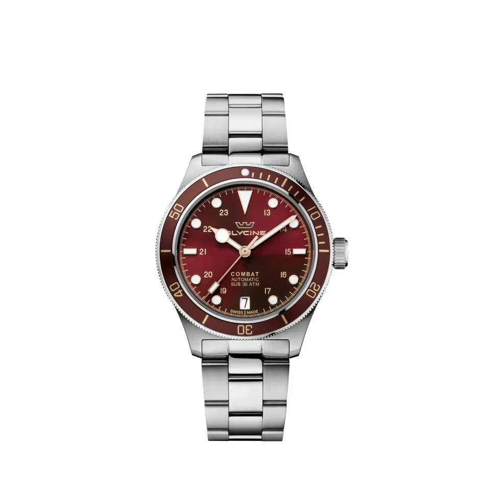 Glycine Combat Sub GL0395 Automatikuhr 36mm bordeaux