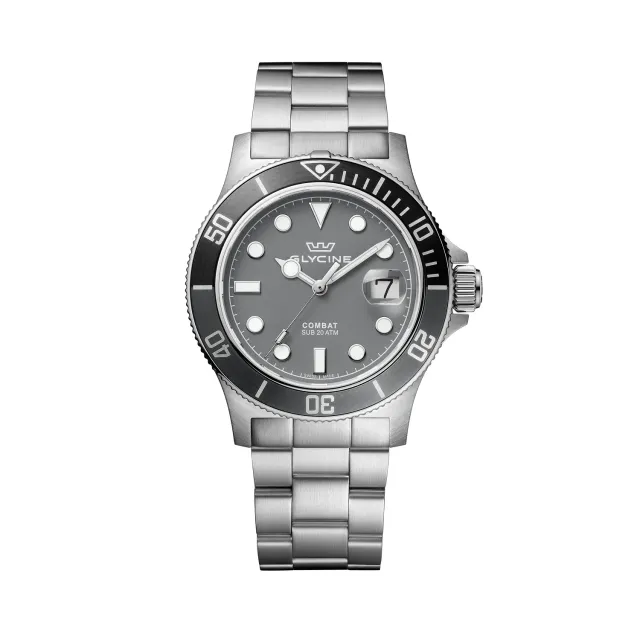 Glycine Combat Sub Sport 42mm Quarzuhr GL1012 grau Saphirglas