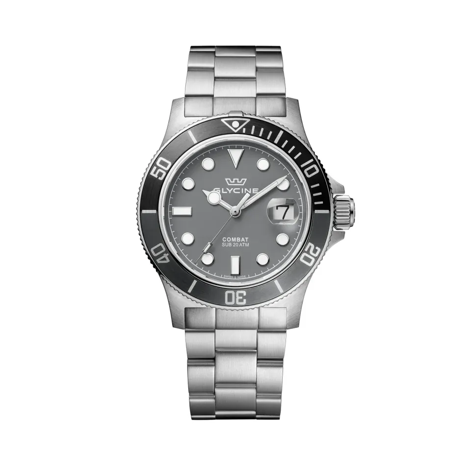 Glycine Combat Sub Sport 42mm Quarzuhr GL1012 grau Saphirglas