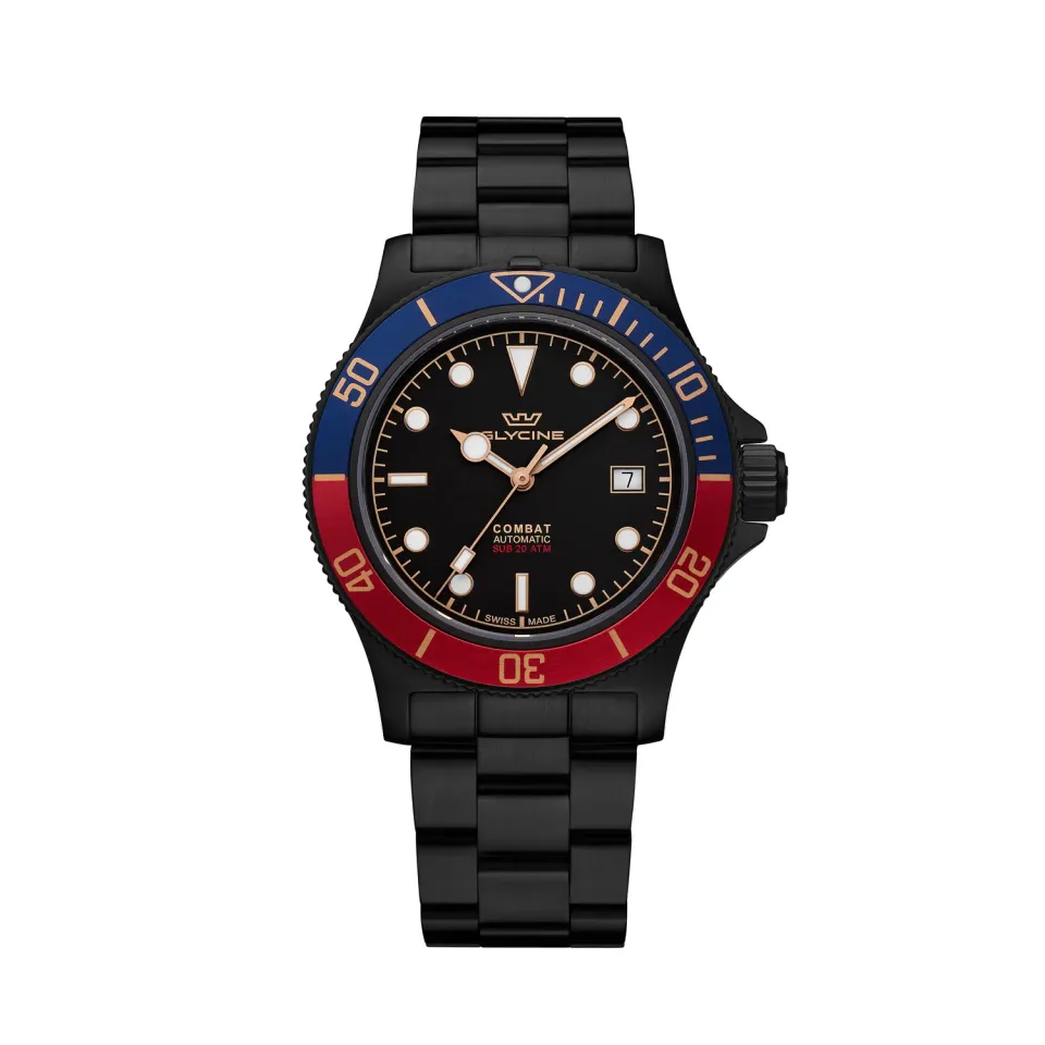 Glycine Combat Sub Sport GL0393 Herrenuhr schwarz 42mm