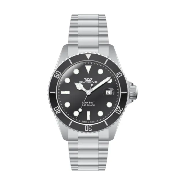 Glycine Combat Sub GL1060 Herrenuhr schwarz Quarz 40mm
