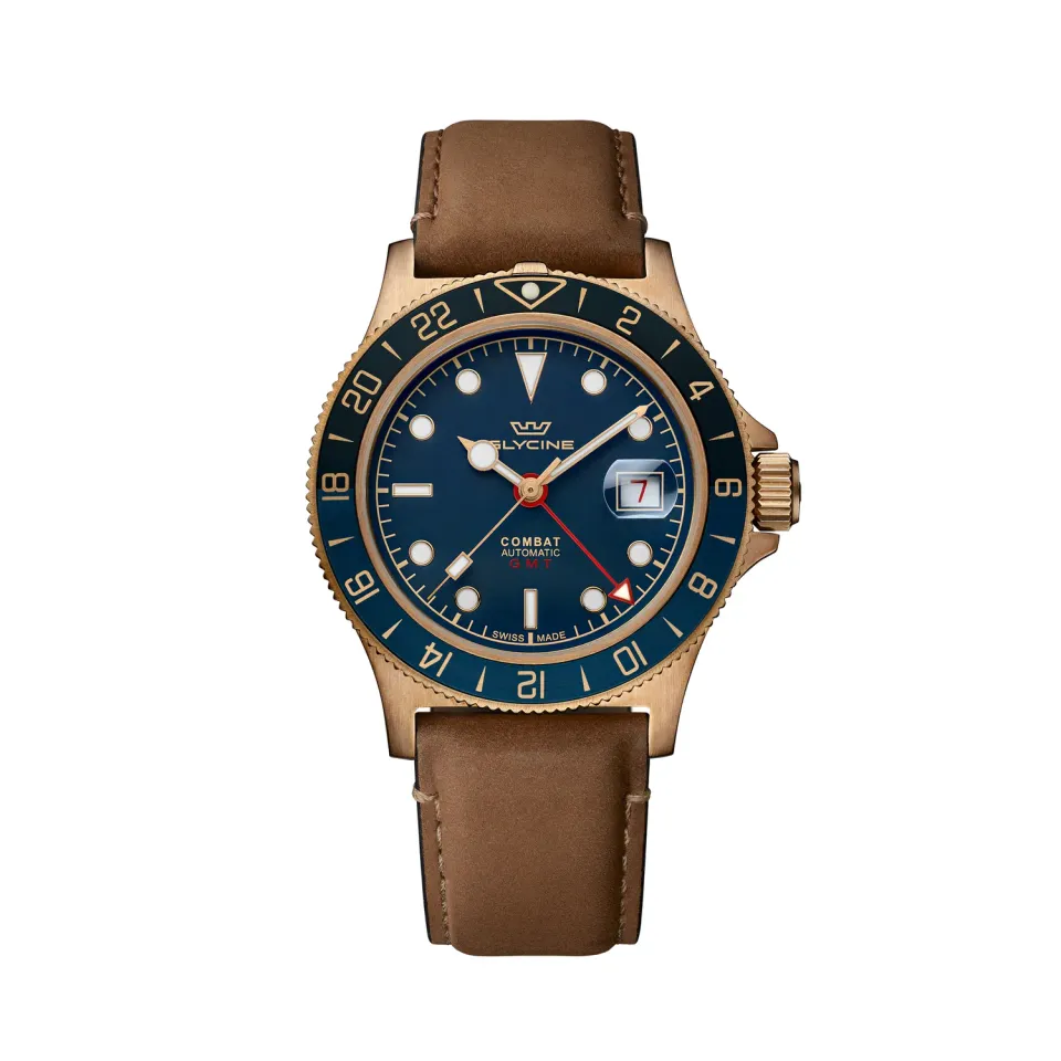 Glycine Combat Sub Sport GL0317 GMT Bronze blau 42 mm