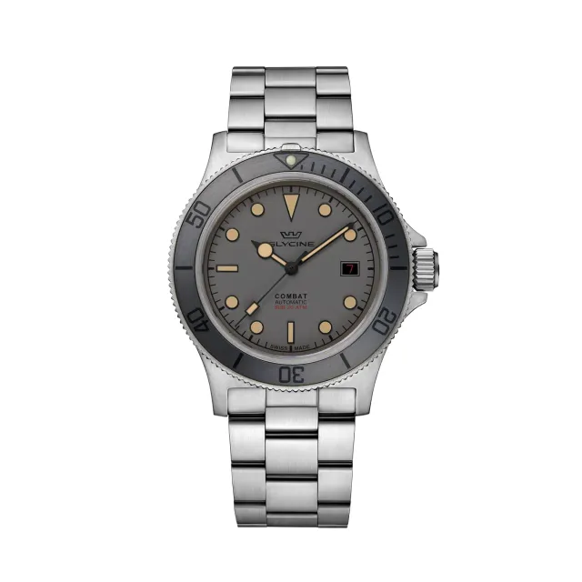 Glycine Combat Sub Vintage GL0419 Taucheruhr 42mm grau