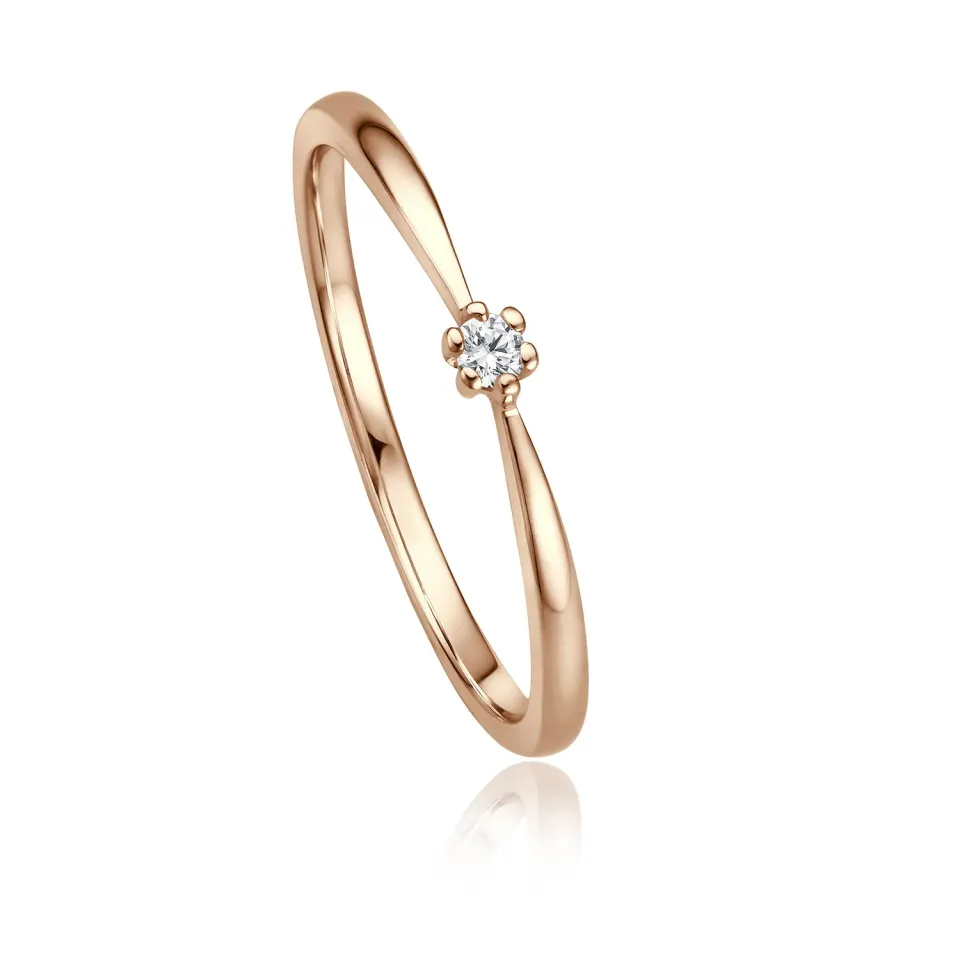 Krebber Essentials EH004512 Damenring Roségold 0,04 ct